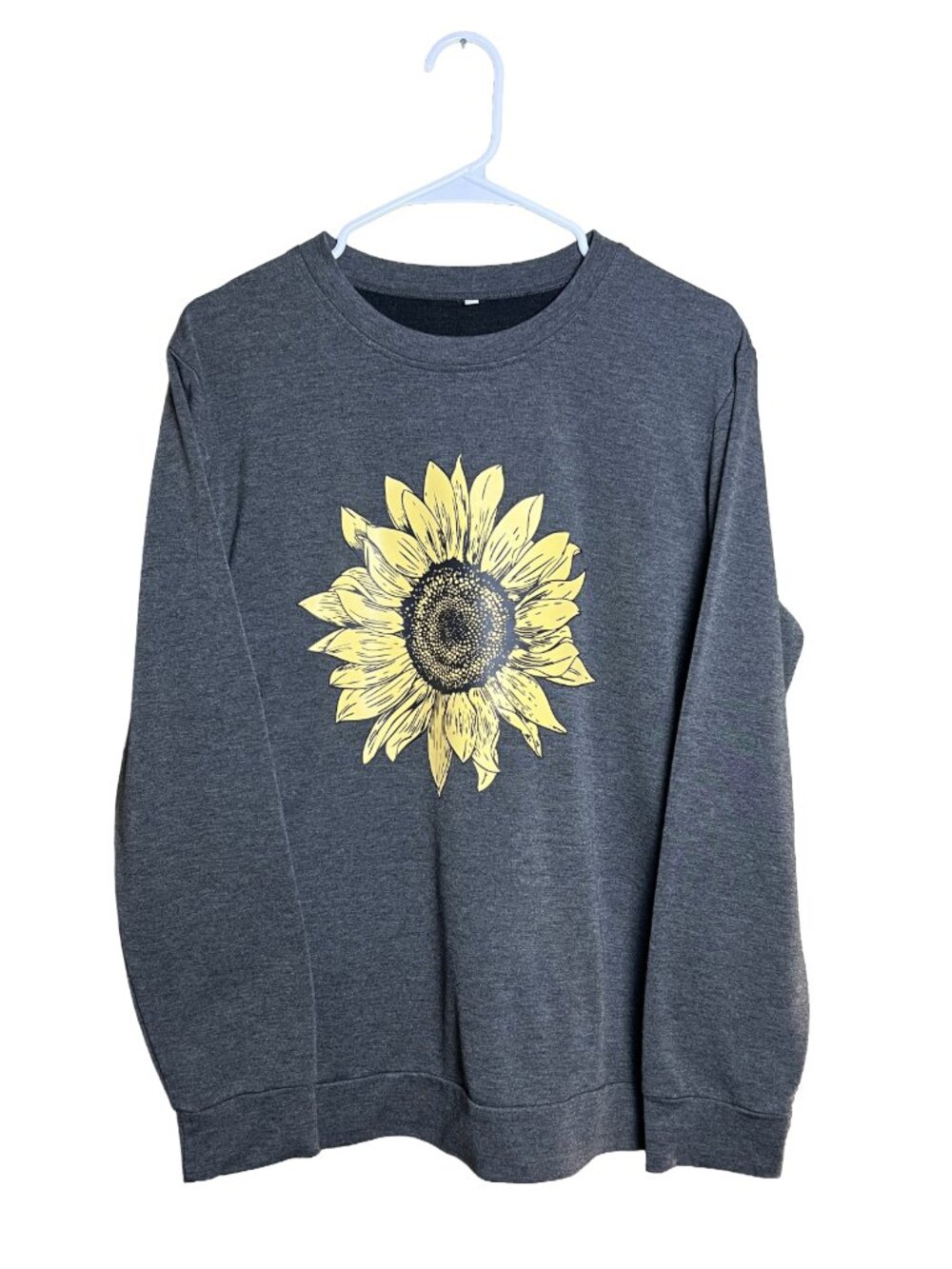 Sunflower Graphic Sweatshirt Charcoal‎ Gray Minimalist Boho Large